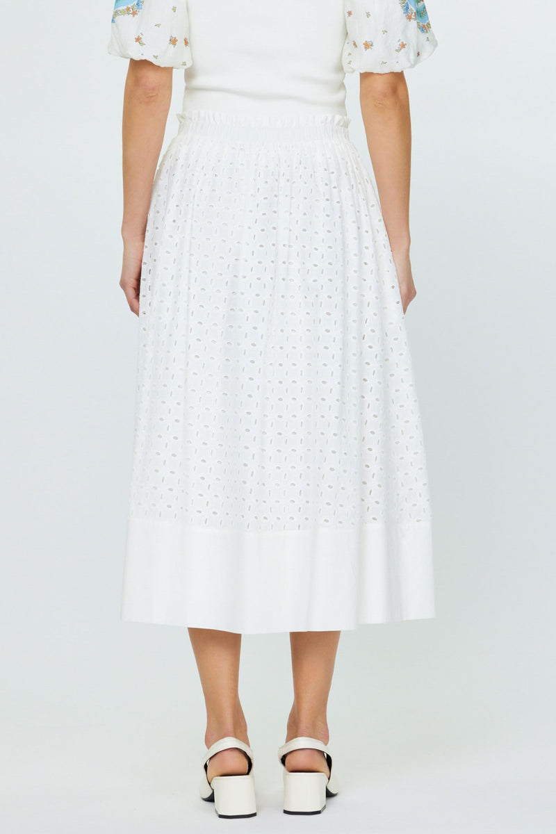 [RIBBONBIT] / ☆ Lris Eyelet Skirt / Ivory Eyelet Midi Skirt – The Little Red Shop