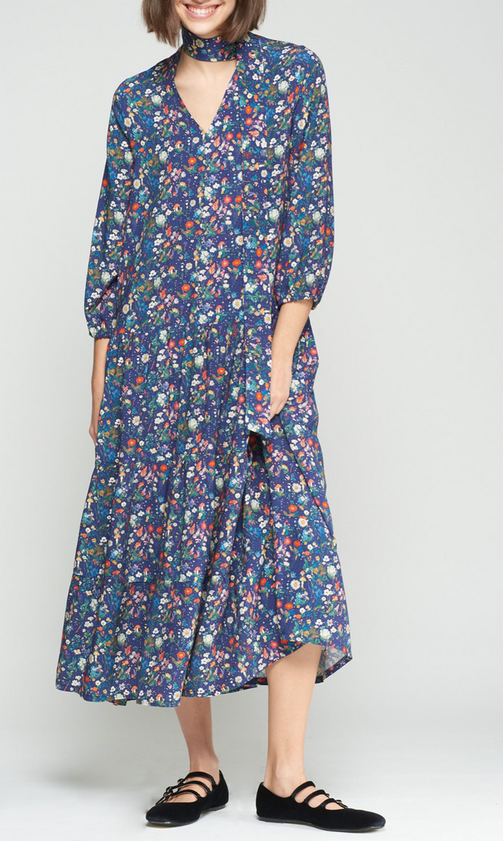 dahlia midi dress DAHLIA EST FLORAL NAVY DRESS 36