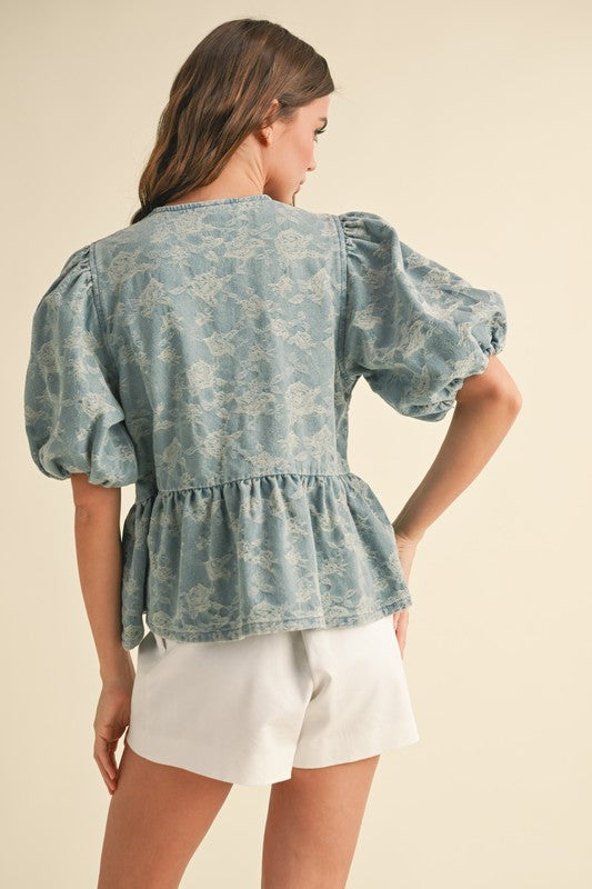 Jacquard Bow Front Top