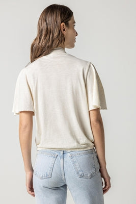 Faux Wrap Flutter Sleeve Top