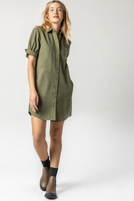 Cuff Sleeve Shirt Dress