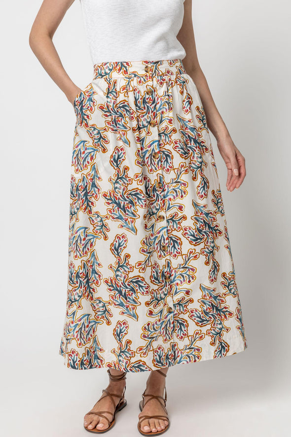 Floral Buttonfront Maxi Skirt