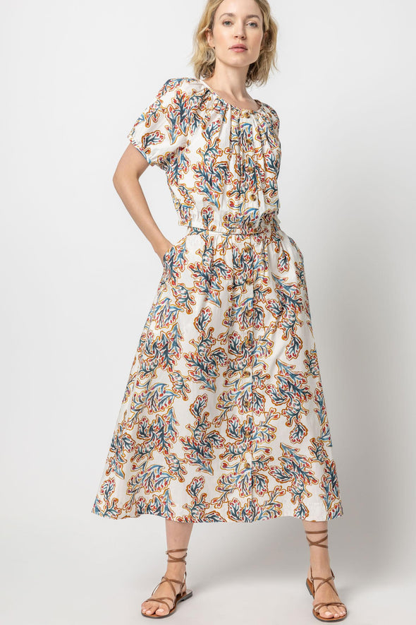 Floral Buttonfront Maxi Skirt