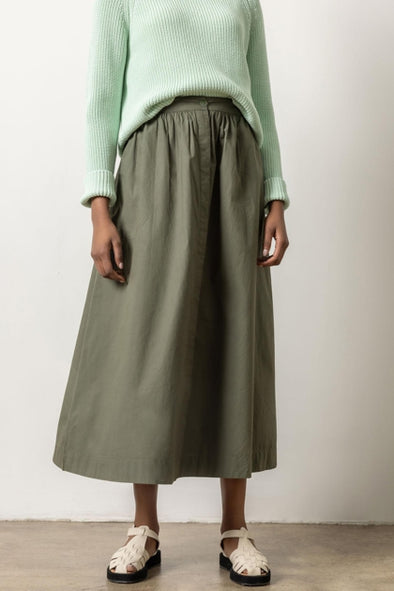 Poplin Buttonfront Skirt