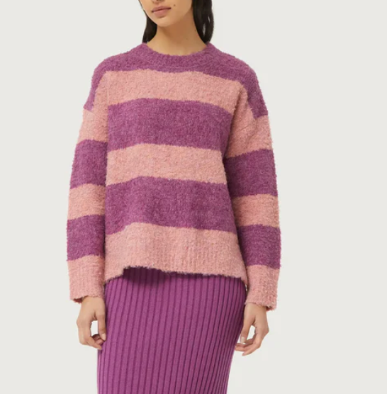 Fluffy Purple Stripe Sweater