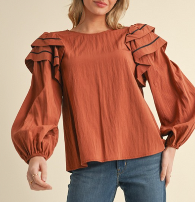 Cinnamon Ruffle Top