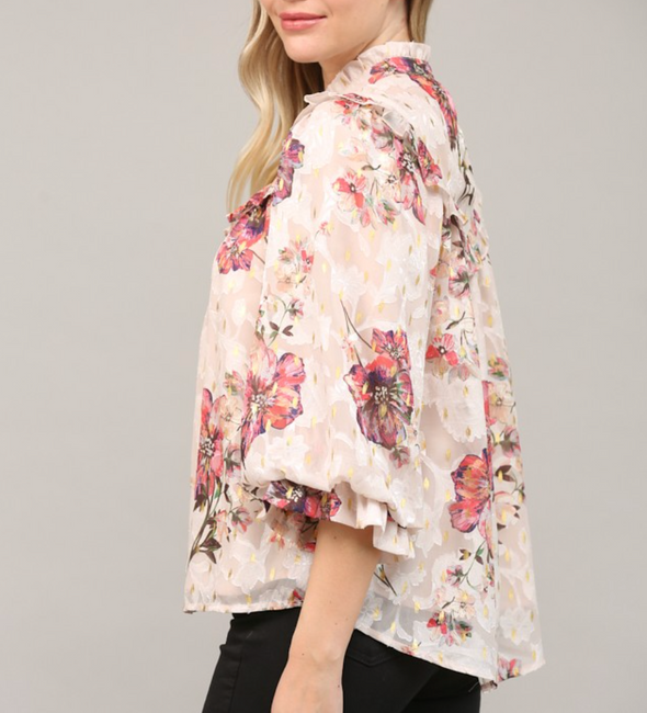 Foiled Floral Chiffon Top