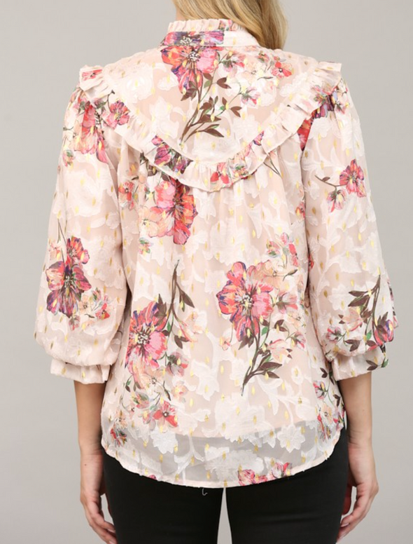 Foiled Floral Chiffon Top