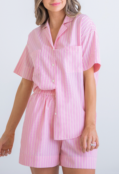 Striped Poplin Shorts