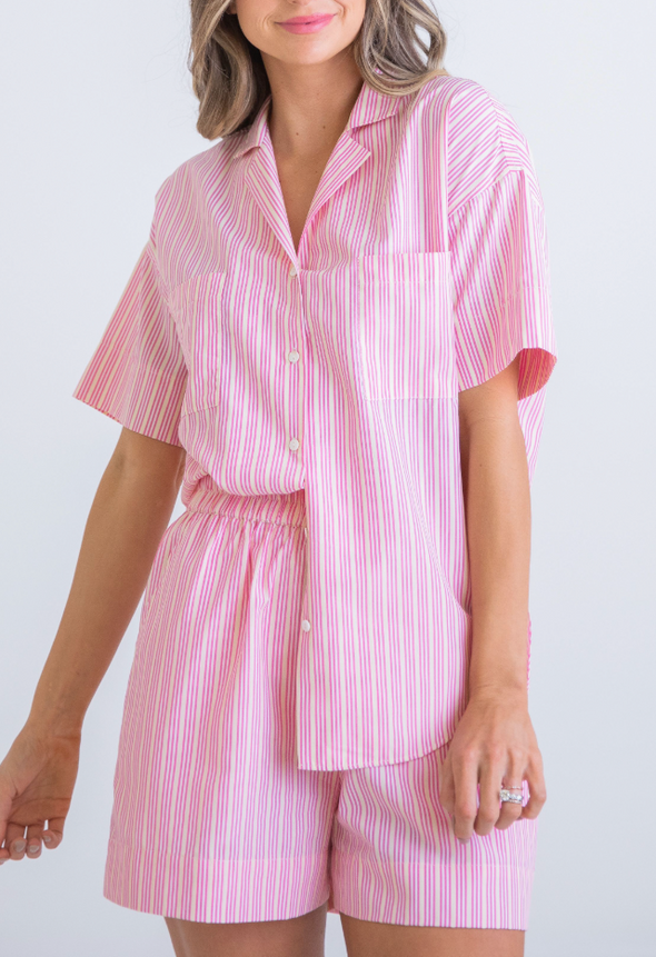 Striped Poplin Shorts