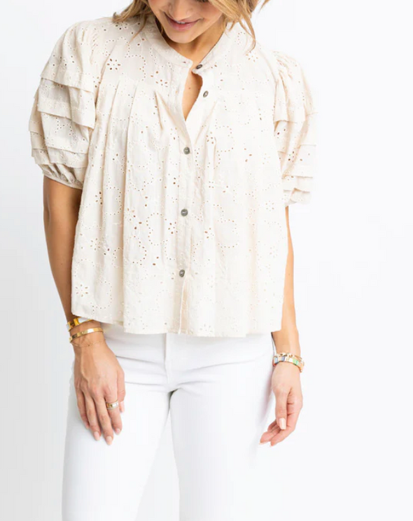Eyelet Puff Sleeve Top