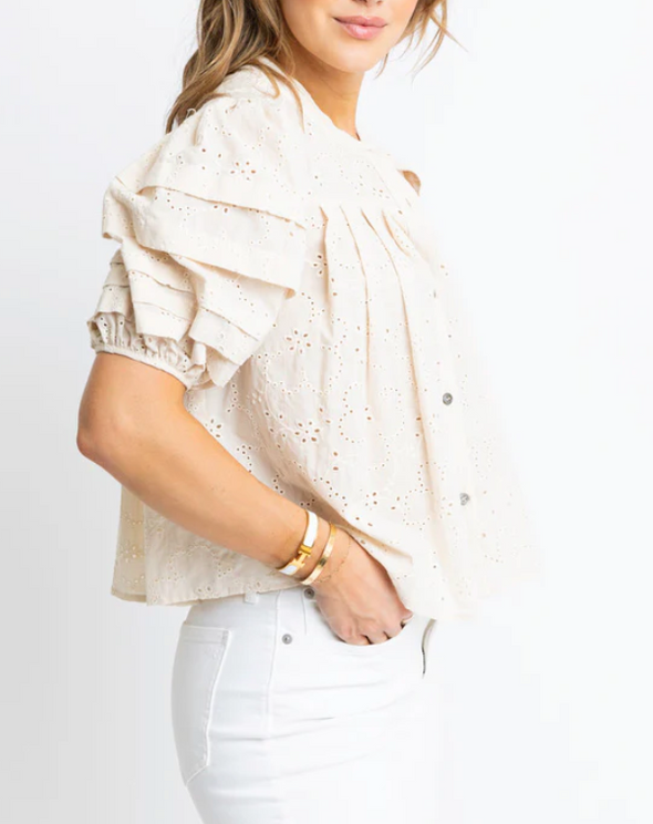 Eyelet Puff Sleeve Top