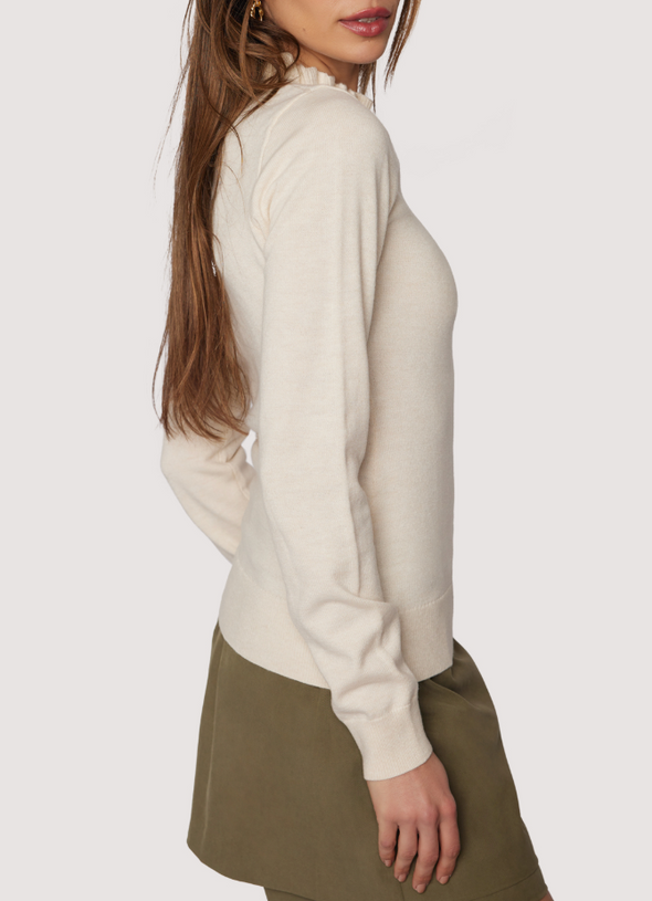 Elena Ruffled Mockneck Sweater