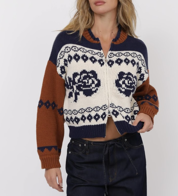 Sweet Rose Zip Sweater