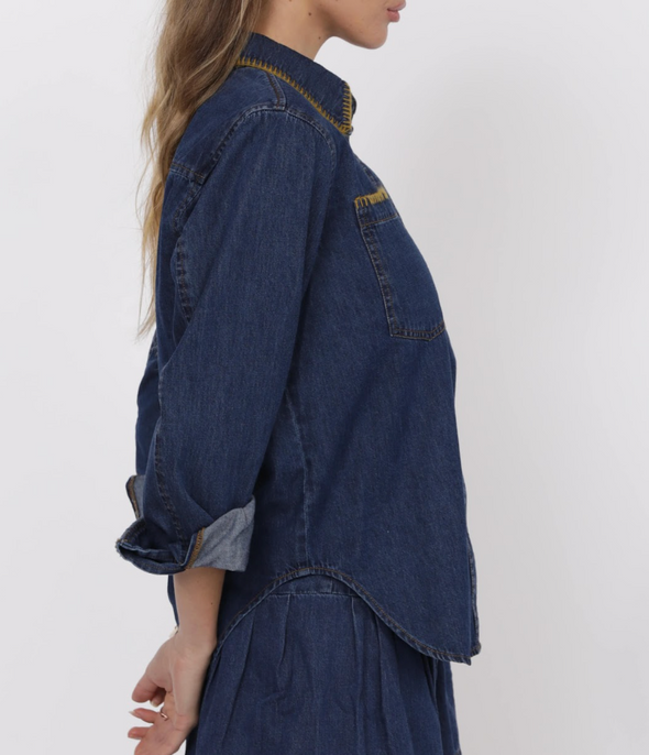 Magnolia Blanket Stitch Denim Shirt