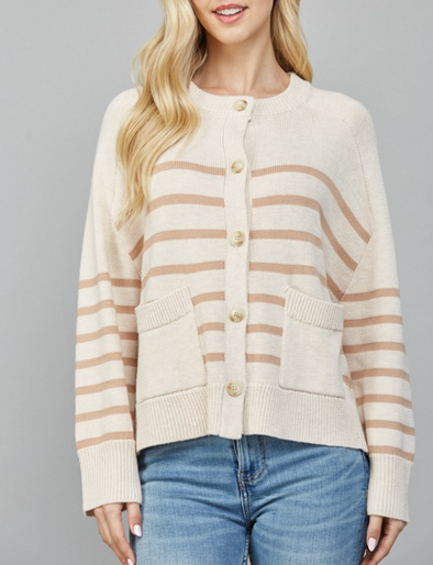 Calery Striped Cardigan Sweater
