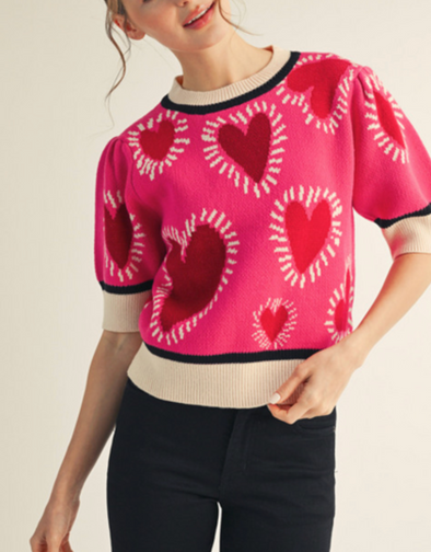 Gracie Hearts SS Sweater