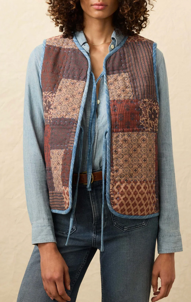 Indigo Quilted Patchwork Vest
