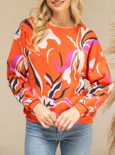 Rizzy Abstract Floral Sweater