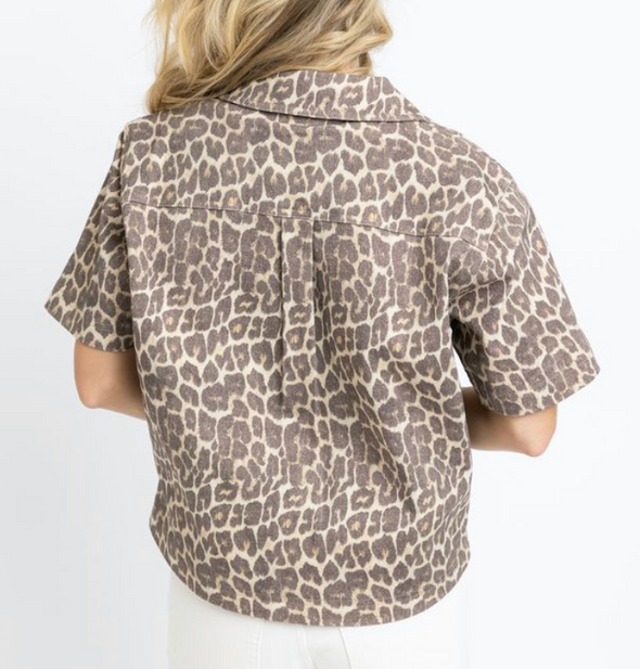 Denim Leopard Top