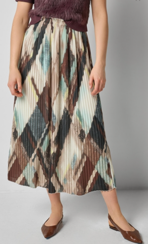 Ikat Pleated Maxi Skirt