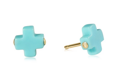 Signature cross stud turquoise