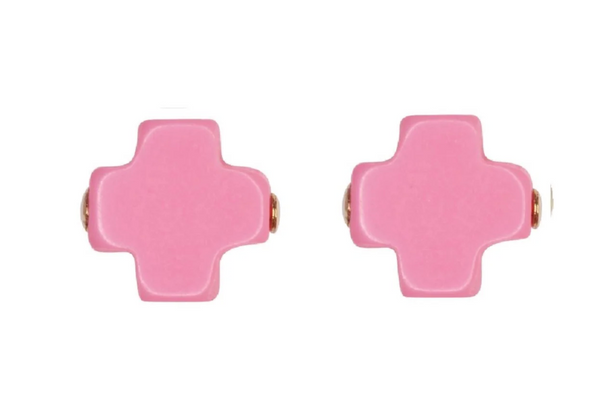 Signature cross, stud, bright pink