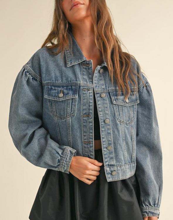 Jeannie Puff Sleeve Denim Jacket – The Little Red Shop